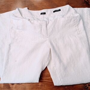 LOFT White Linen Trousers